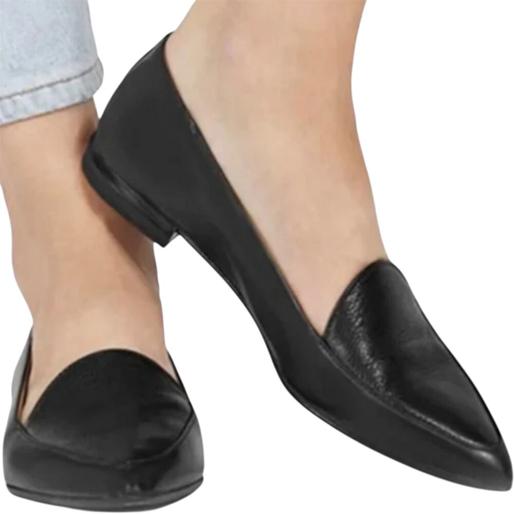 Everlane The Modern Point Flat Loafer Leather Pointed Toe Stacked Heel Black 9.5